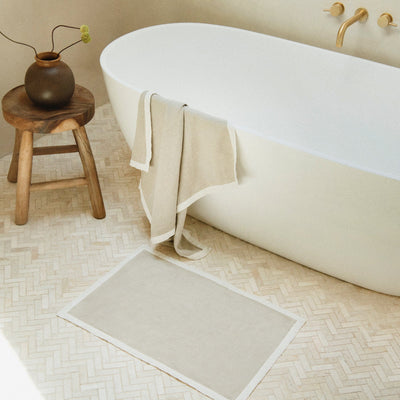 Bordered Linen Bath Towel